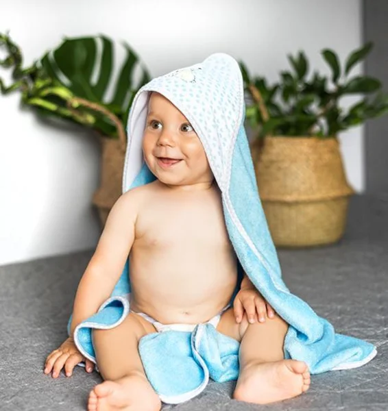 BabyOno bamboo полотенце с капюшоном 100x100cm, Blue - BabyOno