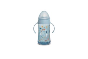 Suavinex non spill spout bottle with handles 270ml, Forest Blue +4m - Done by Deer
