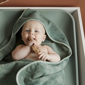 Leander hooded towel 80x80cm, Sage Green - Elodie Details