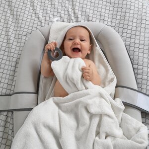 Doomoo Dry and Play hooded towel XL, White - Elodie Details