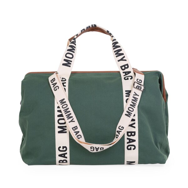 Childhome suur tarvikute kott Mommy Bag Signature Canvas green - Childhome
