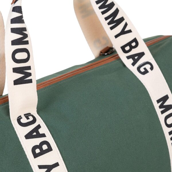 Childhome suur tarvikute kott Mommy Bag Signature Canvas green - Childhome