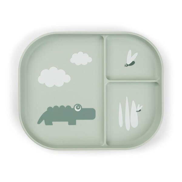 Done by Deer compartment plate Foodie Croco Green - Done by Deer