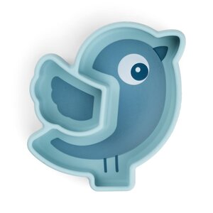 Done by Deer silicone Stick&Stay snack plate Birdee Blue - Done by Deer