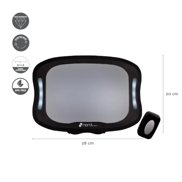 Nordbaby Back seat mirror with LED - Nordbaby