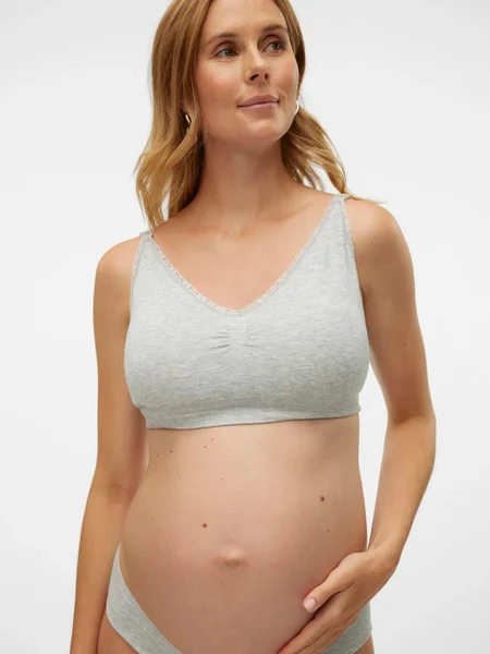 Mamalicious Mlmilu feed me bra 2f M/L Light Grey Melange - Mamalicious
