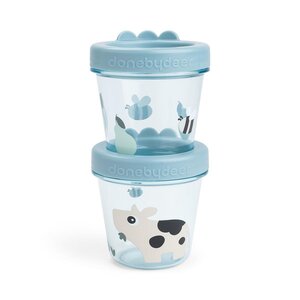 Done by Deer Baby food container 2-pack Tiny farm Blue - Done by Deer