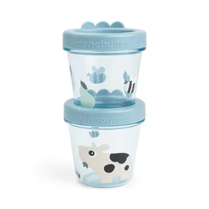 Done by Deer Baby food container 2-pack Tiny farm Blue - Done by Deer