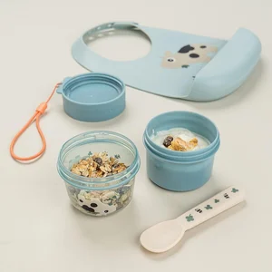 Done by Deer To go 2-way snack container S Tiny farm Blue - Done by Deer