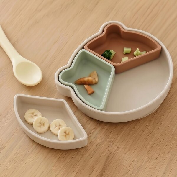 Tinynord Silicone Section Bowl Beige/Mint/Rust - Tinynord