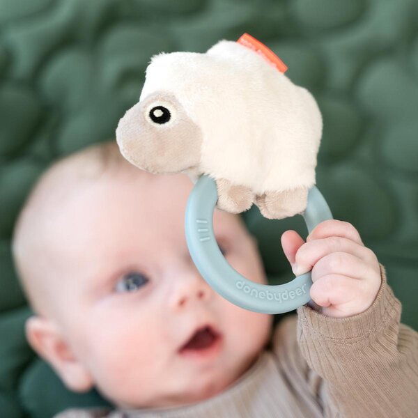 Done by Deer sensory rattle w/teether Sheepy Blue - Done by Deer