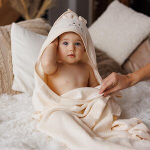 BabyOno Bamboo hooded towel 100x100cm Beige - BabyOno