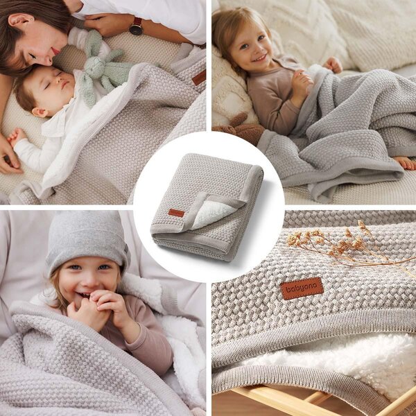 BabyOno cotton blanket with fleecing lining 75x100cm Grey - BabyOno