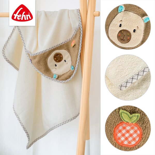 Fehn hooded bath towel 80x80cm, Capybara Beige - Fehn