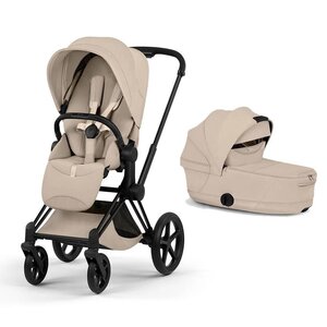 Cybex Priam Style Fold Cot 3in1 Travel System Bundle, Cozy Beige - Cybex