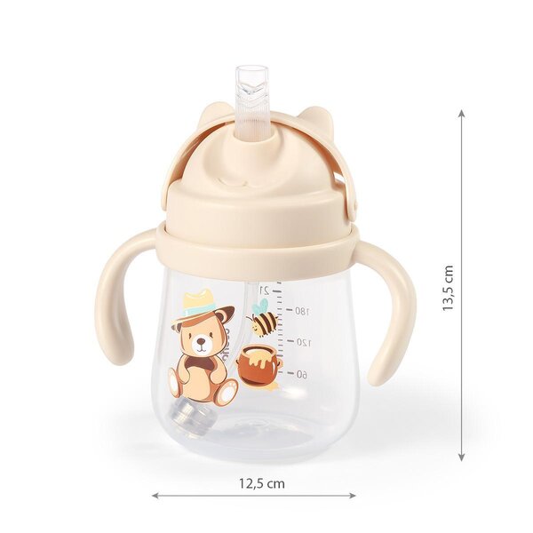 BabyOno kõrre ja raskusega joogipudel 270ml, Beige - BabyOno